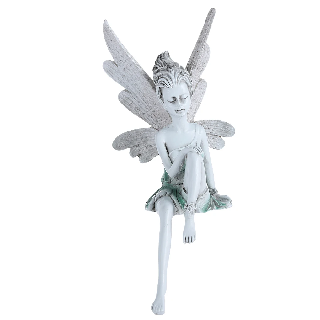 

Tudor And Turek Sitting Fairy Statue Garden Ornament Resin Craft Landscaping Yard Decoration Home Garden Decoration Outdoor