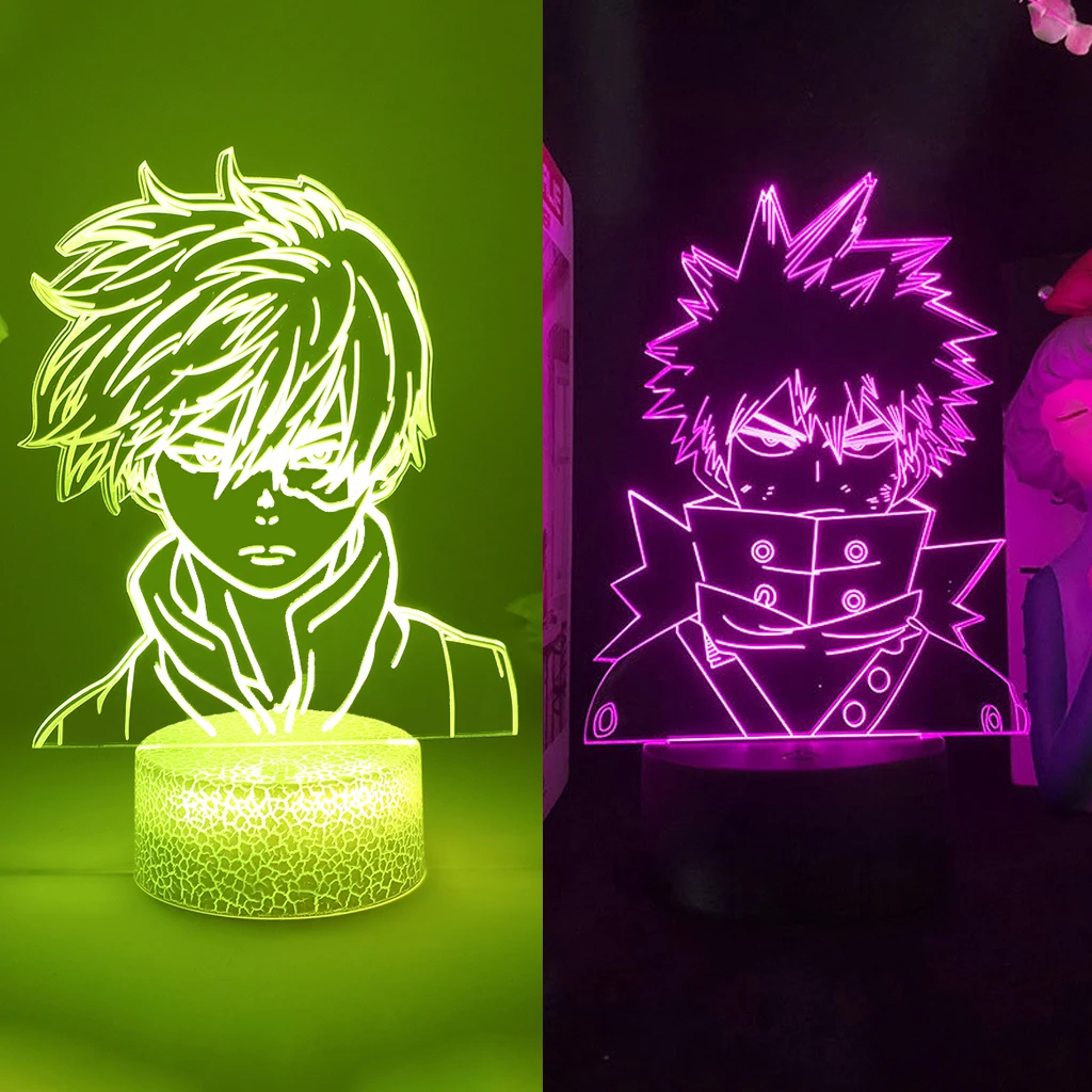 

Anime My Hero Academia 3D LED Night Light For Kid Manga Todoroki Shoto Illusion Lamp Room Desk Decor Christmas Gift Attack Titan