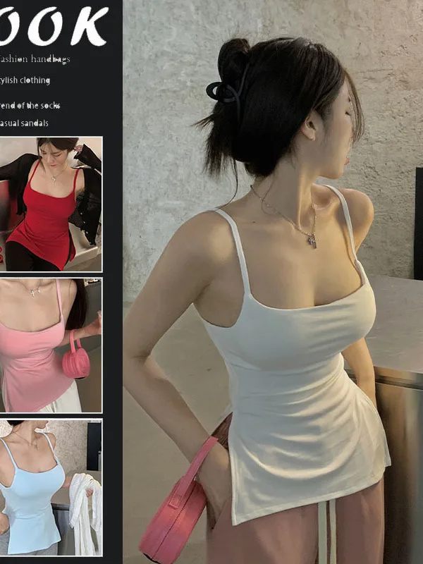 Новая острая девушка с нагрудной подушкой подвесной ремень маленький Топ