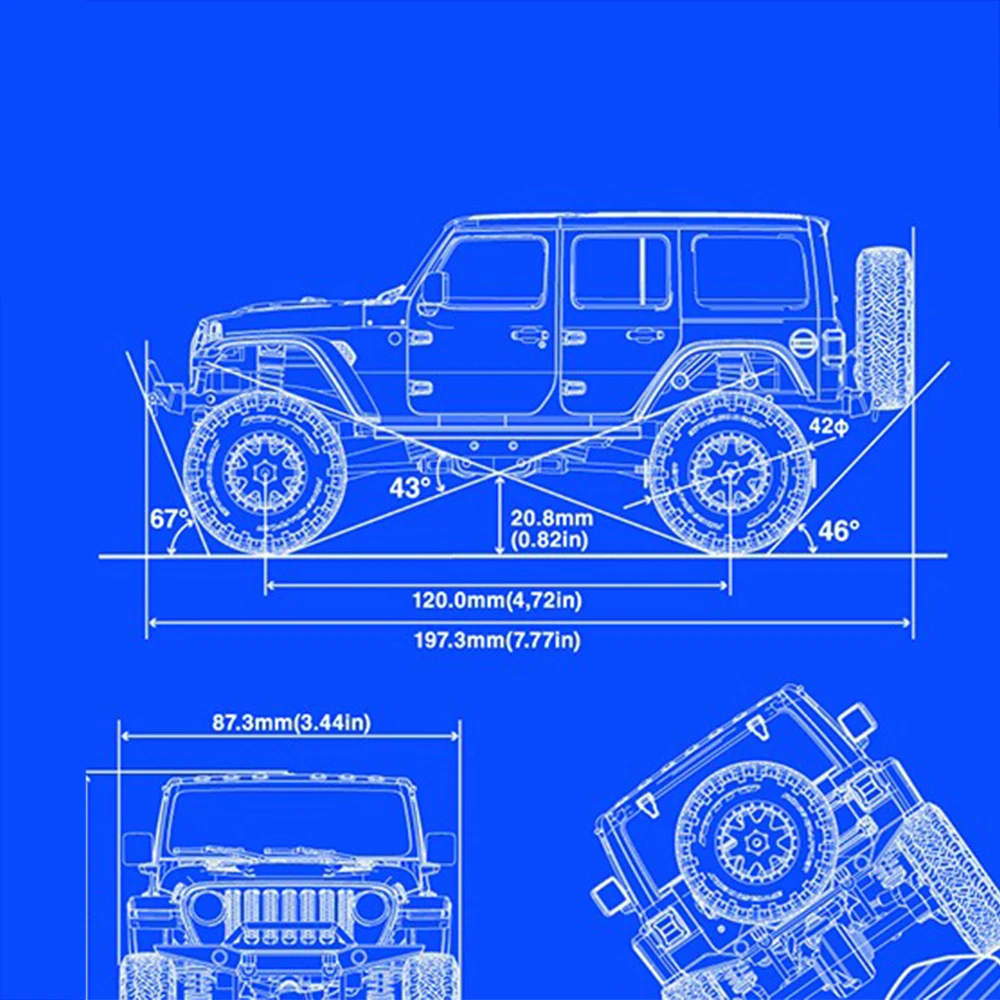 Nassembled 7.77inch 198mm Wheelbase Body Car Shell for 1:24 Scale RC Rock Crawler Car Kyosho Mini-z 4x4 JEEP enlarge