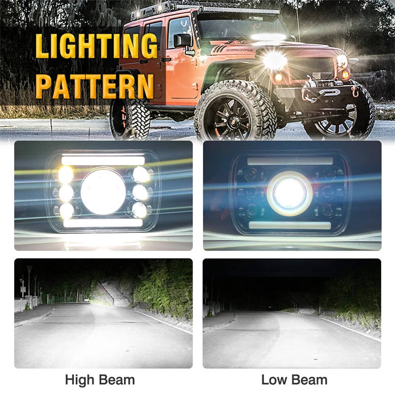 7Inch Tractor Offroad Working Light 5x7" LED Headlight 75W 12V For Car Land Rover 90/110 Defender 200 300 Tdi For Trailer Truck images - 5