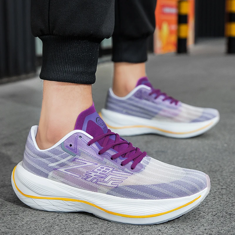 Ultralight Carbon Plate Men Running Shoes Women Mesh Breathalbe Cushioning Athletic Sports Jogging Shoes male Training Sneakers