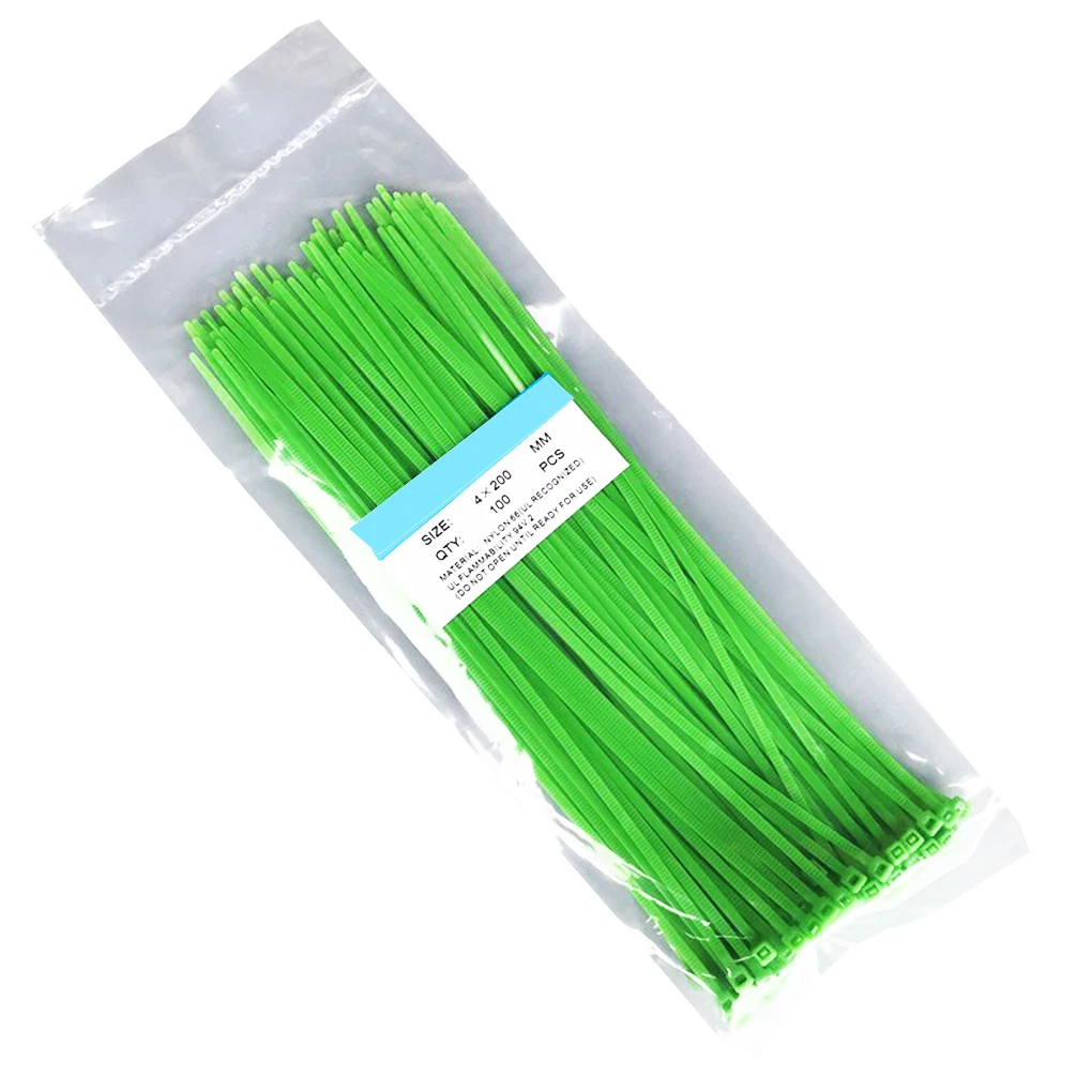 

100pcs 200mm Self-locking Nylon Cable Ties Plastic Zip Tie Wire Binding Wrap Straps Tools 8 Colors