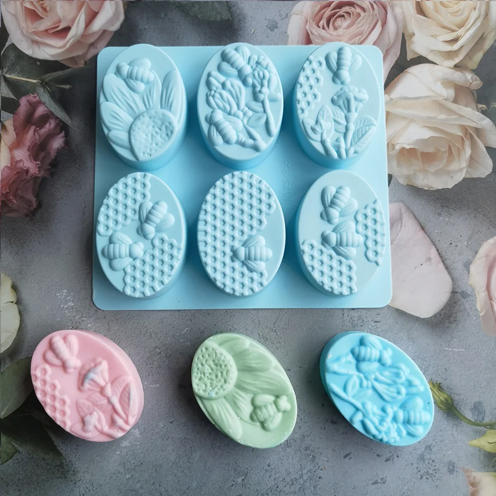 DIY 6 Styles Bee Silicone Soap Mold Handmade Ice Cream Jelly Pudding Chocolate Baking Multi-Purpose Mold Soap Baking Supplies