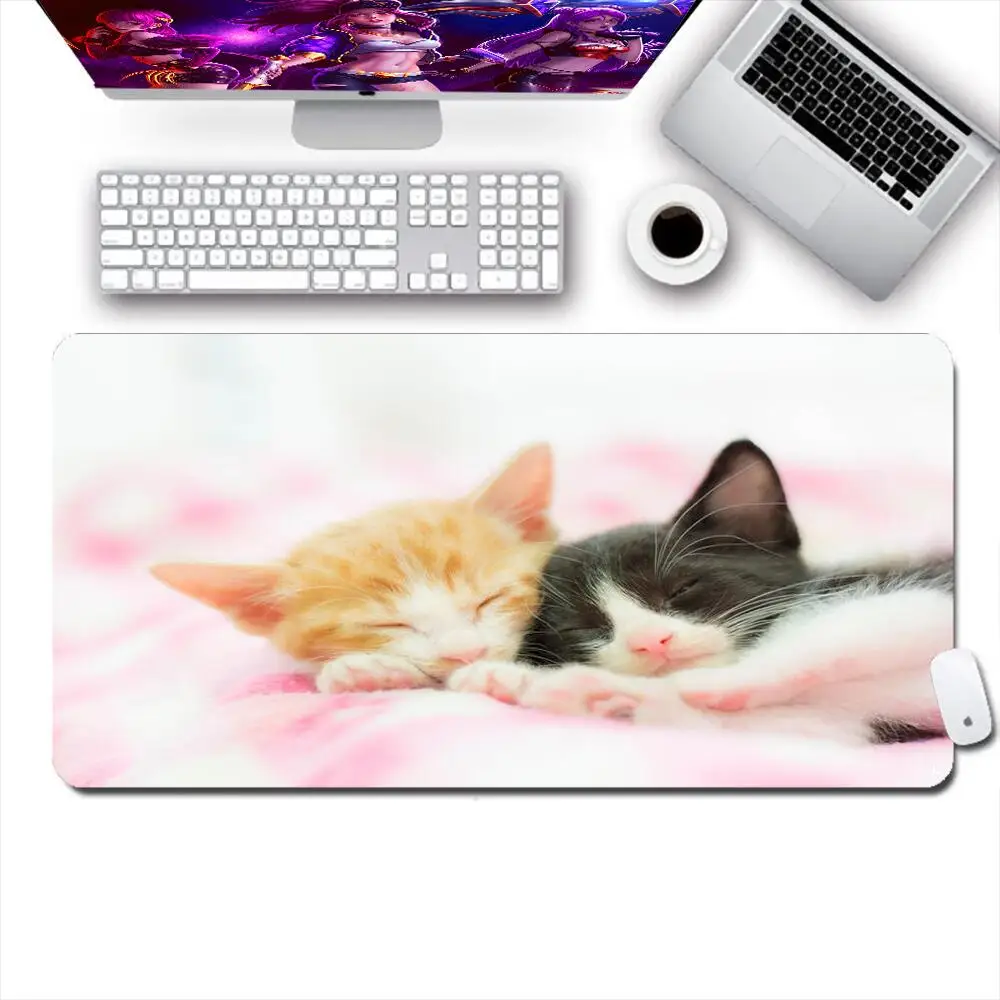 

Kawaii игровой коврик для мыши, милый котенок, геймерский большой клавиатуры, резиновый компьютерный коврик, Настольный коврик, клавиатура ноутбука, офисный коврик для мыши
