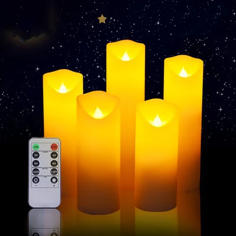 Электронная Беспроводная светодиодная восковая свеча с дистанционным управлением, модель светильник S/5, Рождество, Новый Год, свадебные украшения