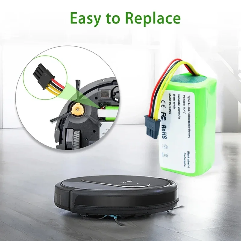 Фото Аккумулятор 14.4V 5200mAh для пылесосов Cecotec Conga 1290 1390 1490 1590, Genio Deluxe 370, Gutrend Echo 520 (замена) №1