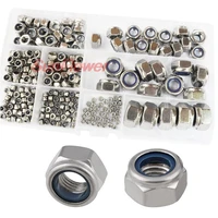 240pcs nylon lock nut 304 stainless steel m2 m2 5 m3 m4 m5 m6 m8 m10 m12 hex hexagon self locking nut assortment kit