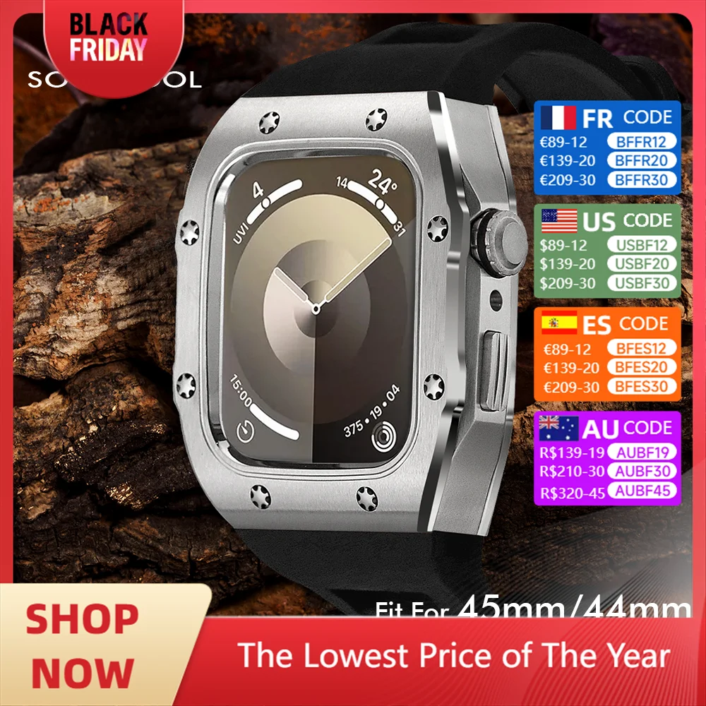 Набор для модификации часов Apple Watch из нержавеющей стали ремешка модели 9 8 7 6 5 4 SE