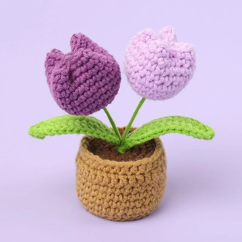 

Миниатюрные вязанные тюльпаны в горшках Hemen