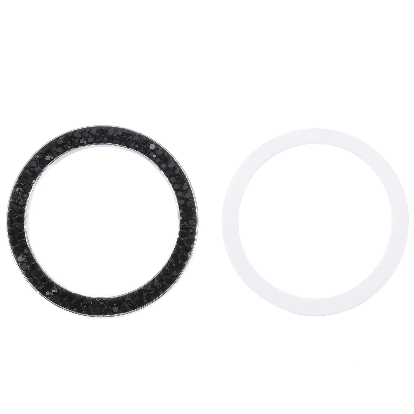 

2 Pcs Car Button Diamante Ring Crystal Knobs Start Ignition Cap Interior Ab Rhinestones Push Engine Stop Cover