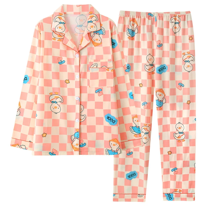 CAIYIER 2023 Cute Tulip Print Women Nightwear New Autumn Winter Leisure Pajamas Set Girls Soft Sleepwear Suit Cardigan Homewear