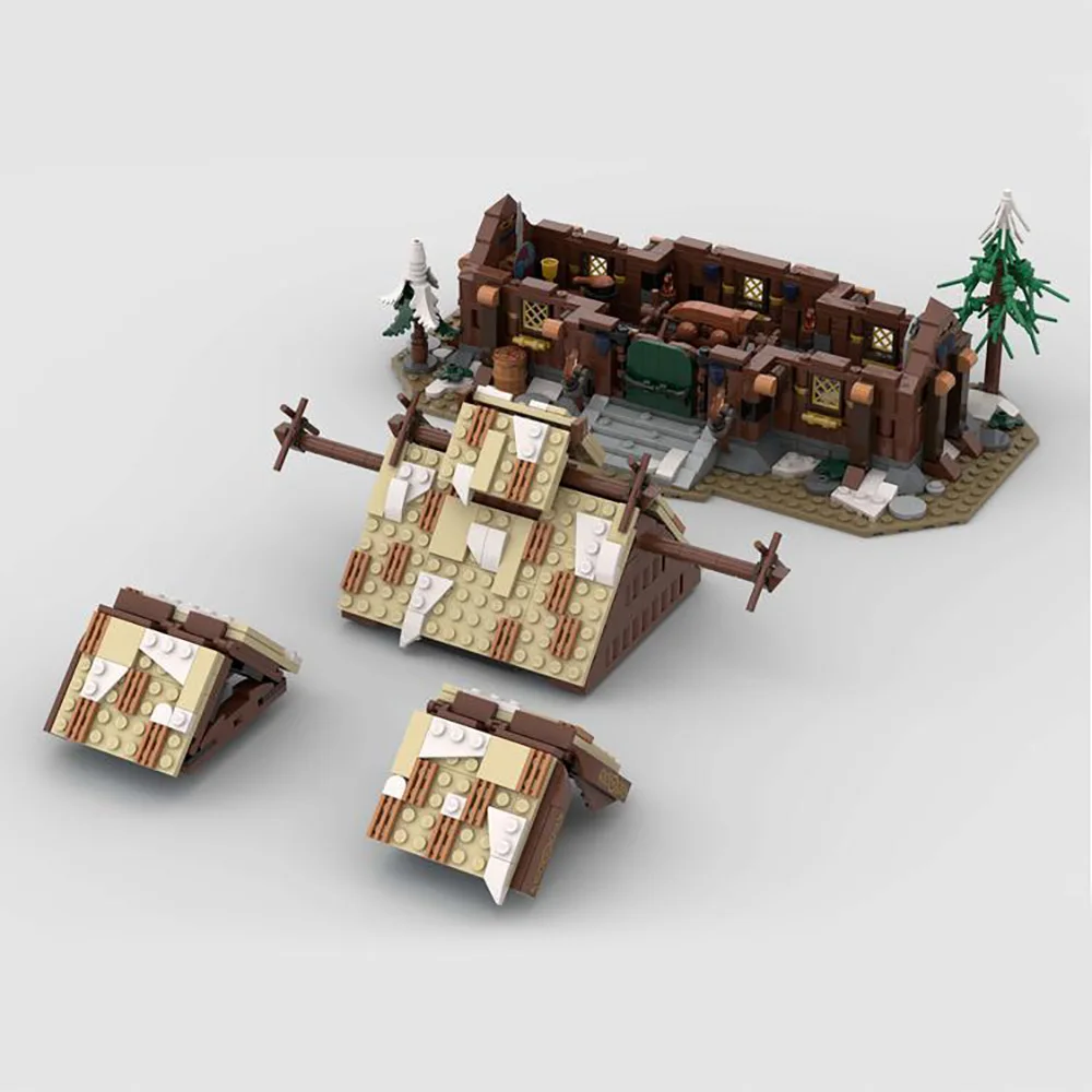 1231 шт. строительные блоки MOC средневековая улица викингов дом творческая детская