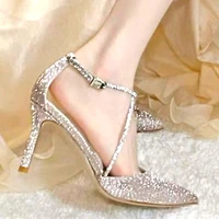 2022 women high heels fetish pumps lady glitter metal carving wedding bridal heels bling luxury design party scarpins shoes