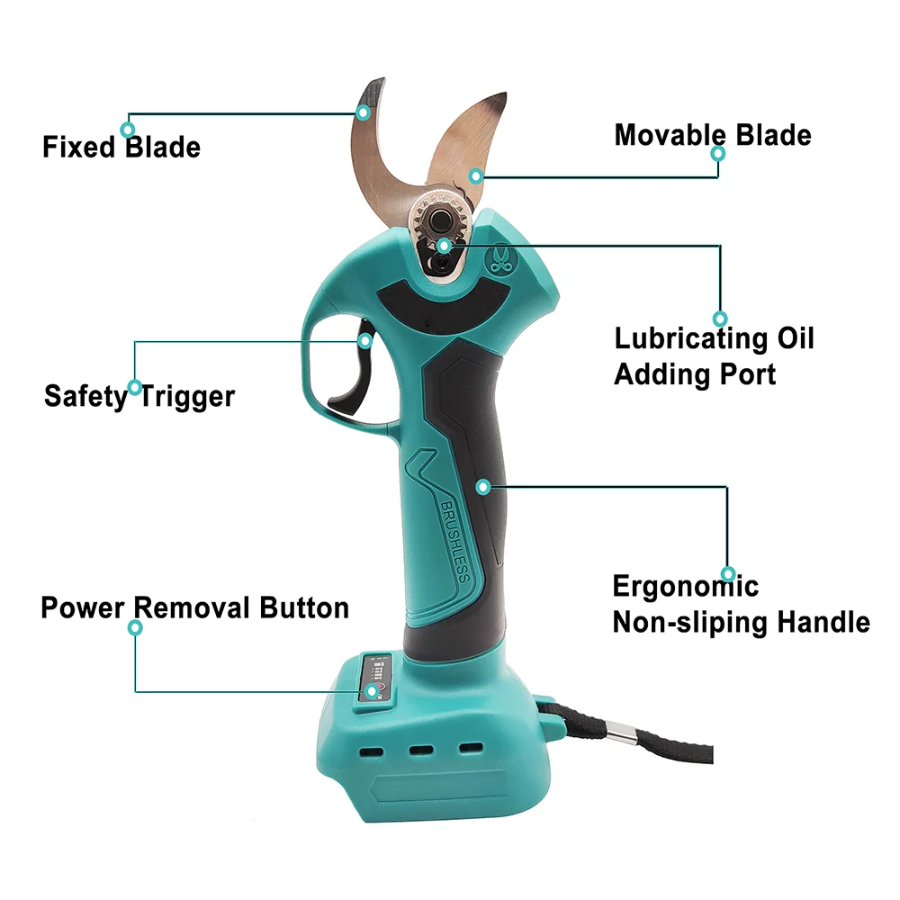 Бесщеточный Электрический секатор для фруктовых деревьев 1200 Вт 30 мм