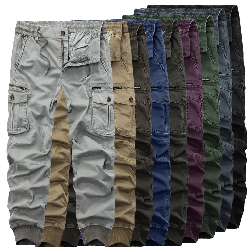 

9 color classic 2019 free shipping New Men's Cargo Pants Fashion Multipocket Cotton Casual Tooling Pant Plus Size 29-38