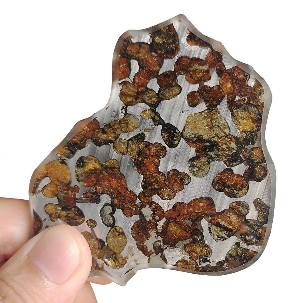 

35,5 г, ломтики оливкового метеорита Seymchan Pallasite, натуральный материал метеорита, образцы оливкового метеорита-QA232