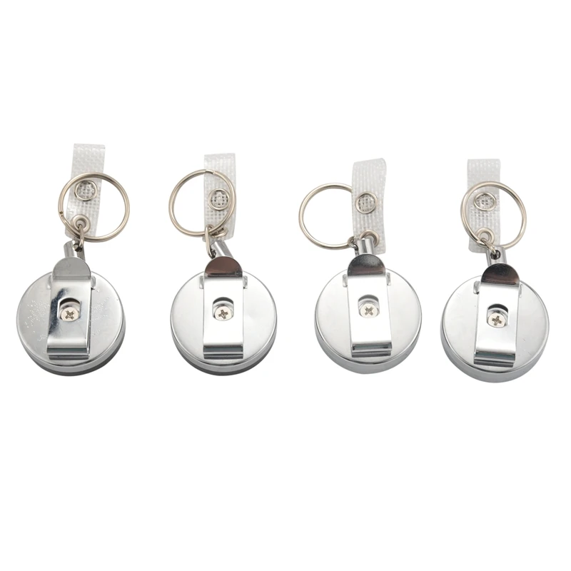 

4 Pieces Professional Heavy Duty Retractable Badge Holder Badge Reels ID Holder With Keychain Ring Clip For ID Card Carabiner Ke