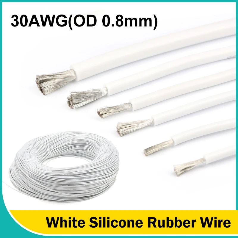 

Белые гибкие силиконовые резиновые провода 30/28/26/24/22/20/18/16/15/14/13/12/10/08 AWG, мягкие электрические кабели для автомобильного инверторного аккумулятора