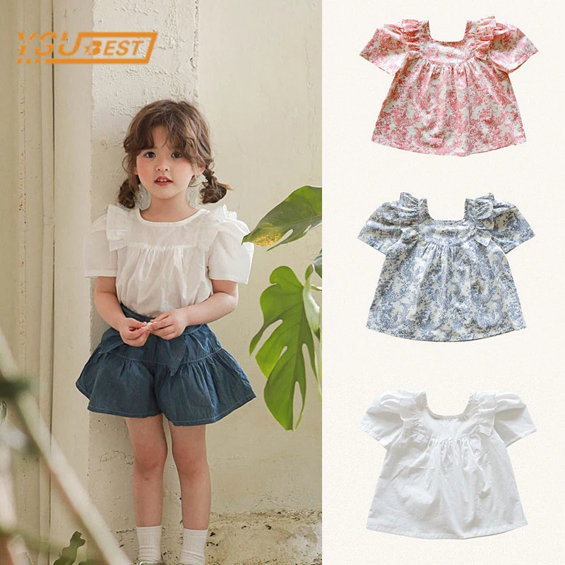 Летняя Милая Детская футболка с коротким рукавом для маленьких девочек Новая