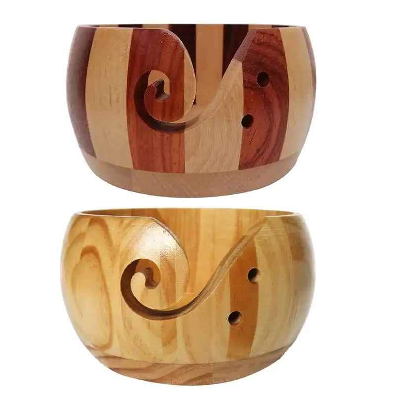 

Лидер продаж, чаша для хранения вязальной пряжи ручной работы, шерстяной вязаный крючком-органайзер, чаши, круглые деревянные аксессуары дл...