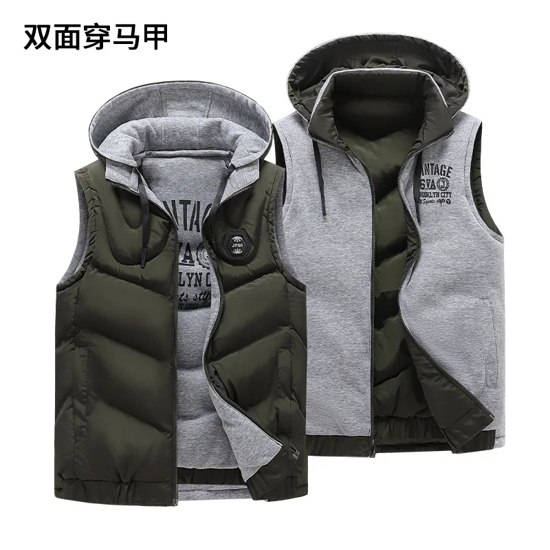 Winter 2022 new style double-sided cotton vest sport loose men's cotton-padded coat