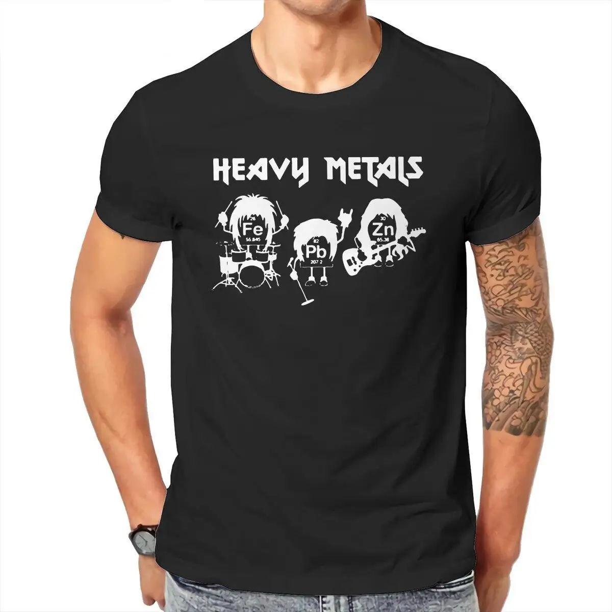 Heavy Metals Chemist  T Shirt Men Cotton Vintage T-Shirt Science Elements Periodic Table Tee Shirt Short Sleeve Clothing Party