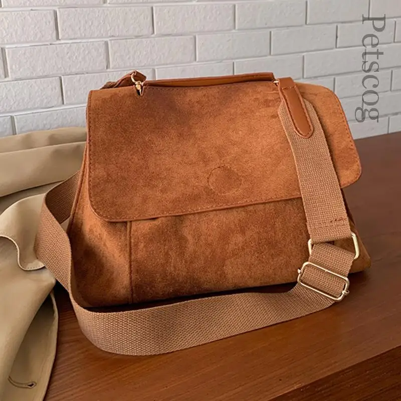 

Brown Vintage Large Capacity Women's Shoulder Bag Solid Flap Crossbody Bag Lady Fashion Casual Messenger Bags Travel Handbags