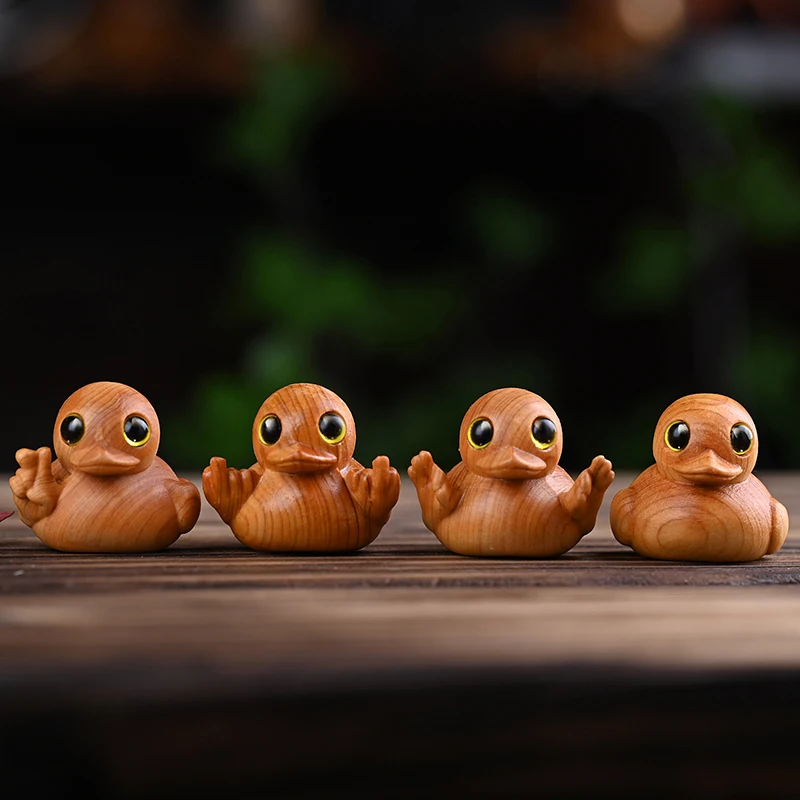 1 шт. деревянная статуя ручной работы мини-статуэтки утки забавные на среднем