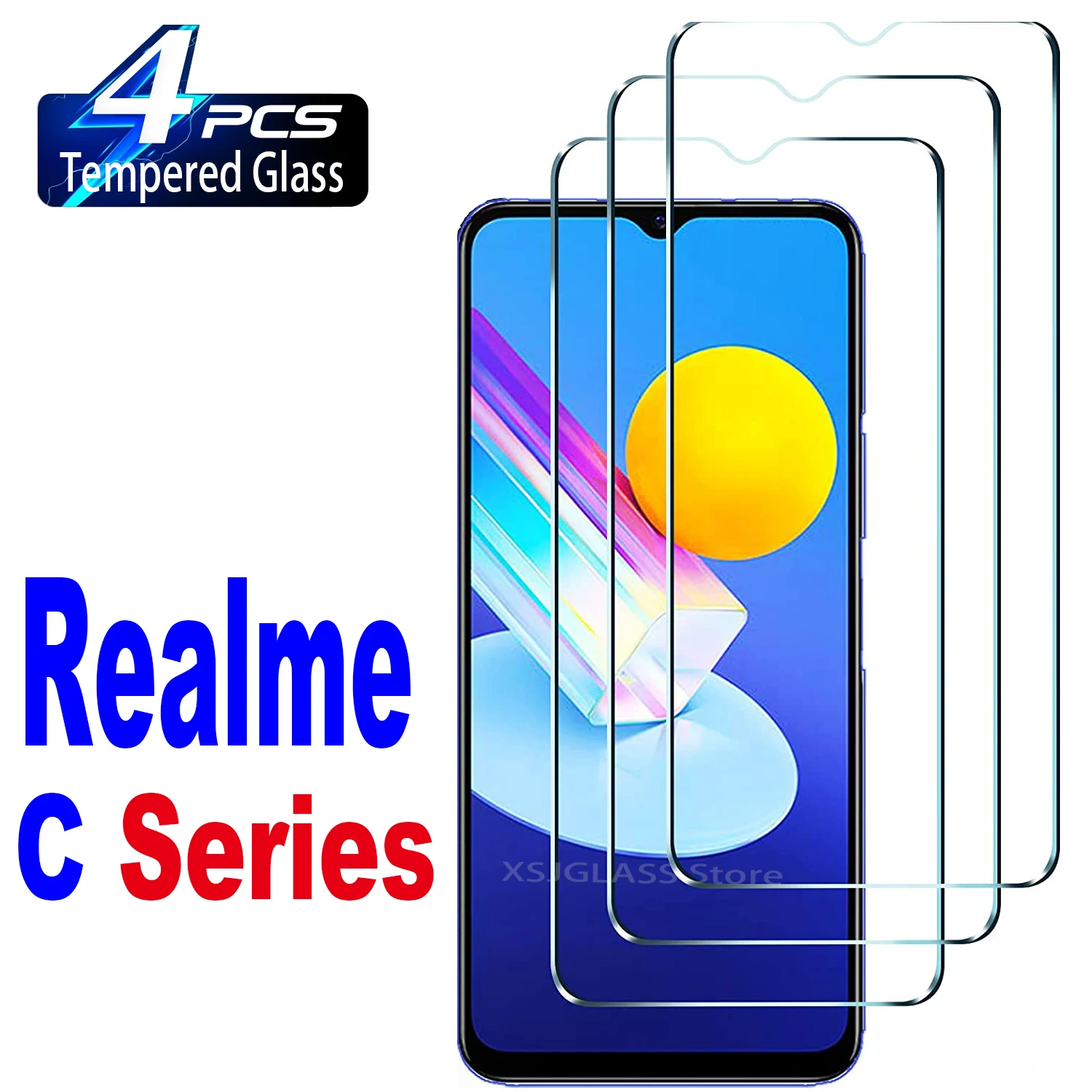 

Закаленное стекло с полным покрытием для Realme C11 2021 C35 C25S C25Y C21Y C21 C20A C15, 4 шт., защита экрана, защитная стеклянная пленка для телефона