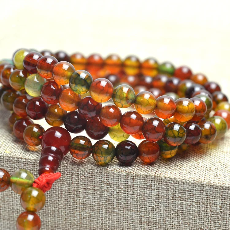 

Natural 6mm Agate Beaded Bracelet Tibetan Buddhist 108 Pcs Necklace Gourd Mala Prayer Jewelry For Meditation Drop Shipping