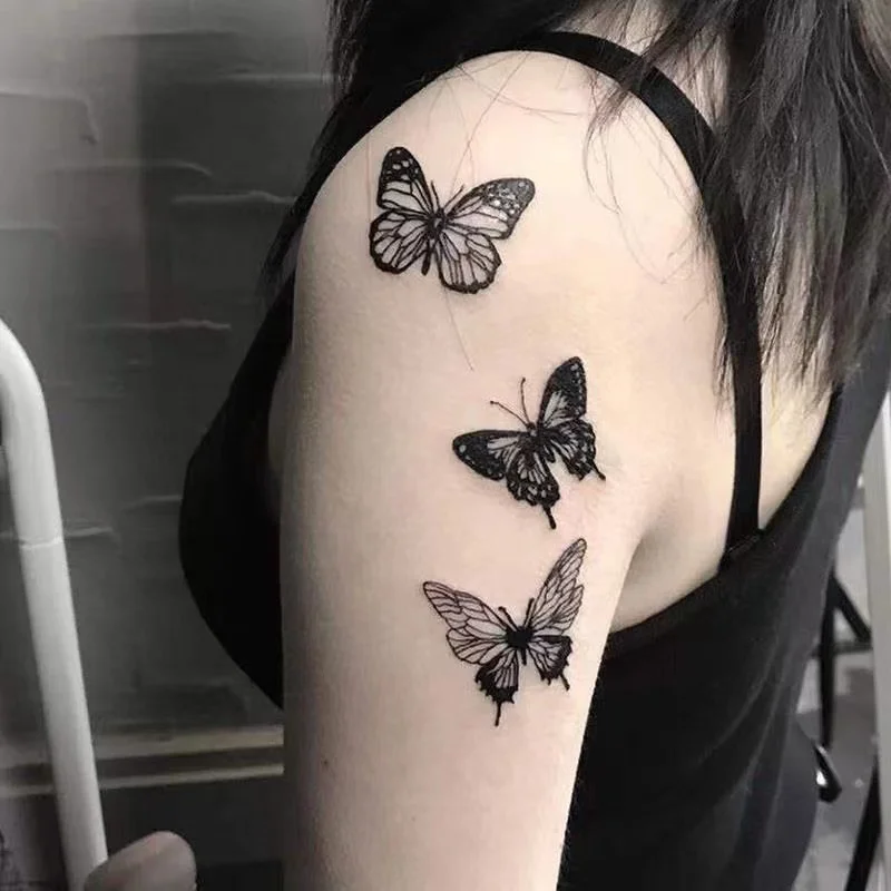 

Sdotter Black Butterfly Temporary Tattoo Stickers For Men Women Arm Body Art Wrist Decals Waterproof Animal Fake Tatoos Tattos