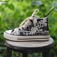 2022 new anime demon slayer pattern canvas shoes for women 2022 fashion light perception discoloration youth sneakers streetwear