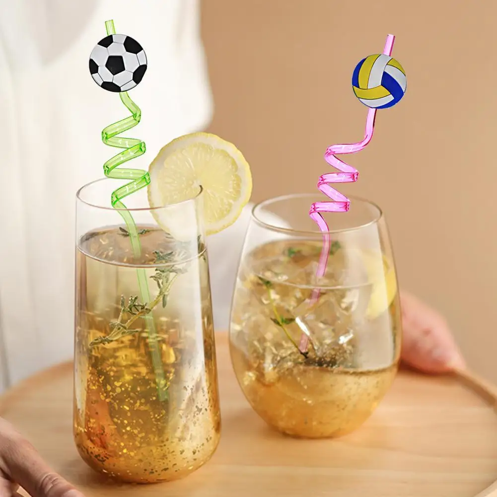 

Ball Sports Design PET Soda Milk Beverage Straws Ornament Party Favors for Household