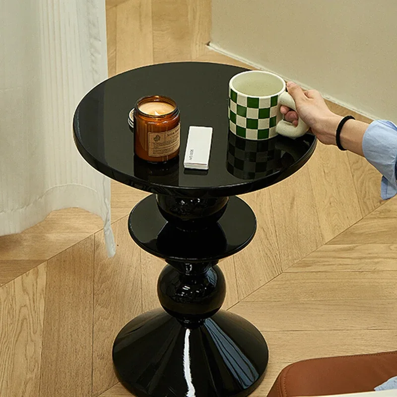 

Круглый черный кофейный столик, акриловый центральный скандинавский кофейный столик, Современный дизайнерский кофейный столик для спальни, вспомогательная мебель для дома