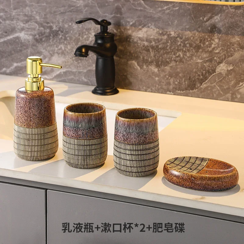 Керамический набор антисептика и подставки для мыла в стиле ретро