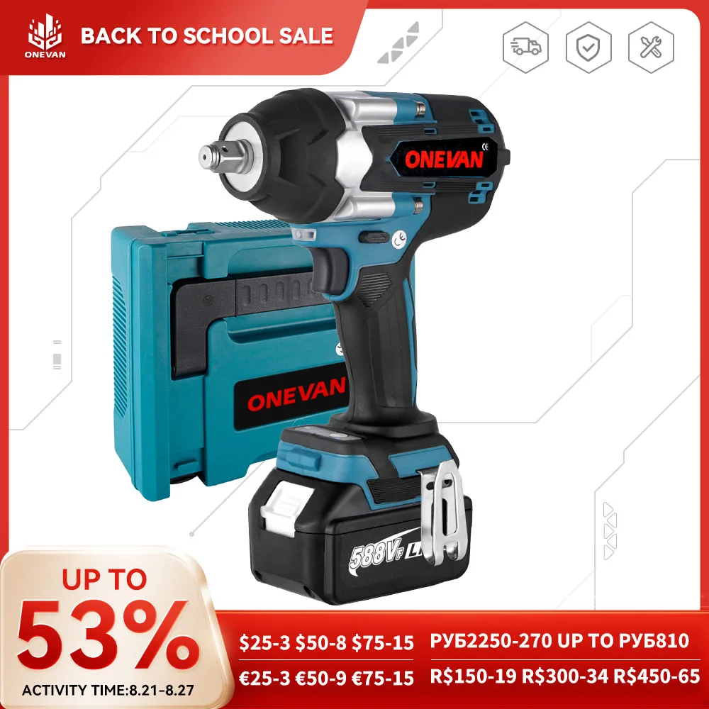 ONEVAN 1800N.M Torque Brushless Electric Wrench 1/2 Inch  Cordless Impact Wrench DTW700 Power Tool For Makita 18V Battery