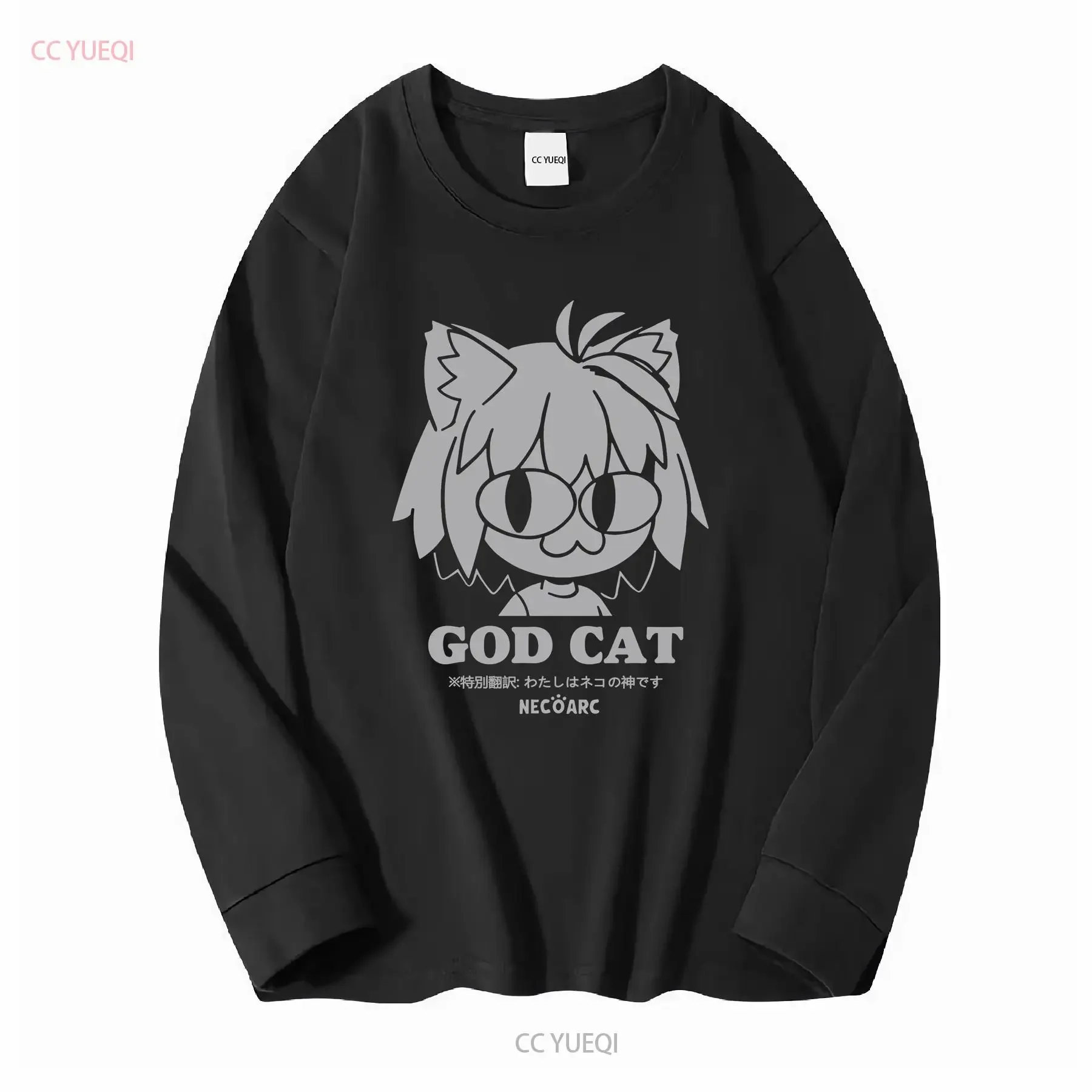Фото COSPA Tsukihime Кусок синего стекла луна GOD CAT Neko Arc Футболка ЧЕРНАЯ M винтажная стираная мужская дизайнерская одежда Растянутая №3
