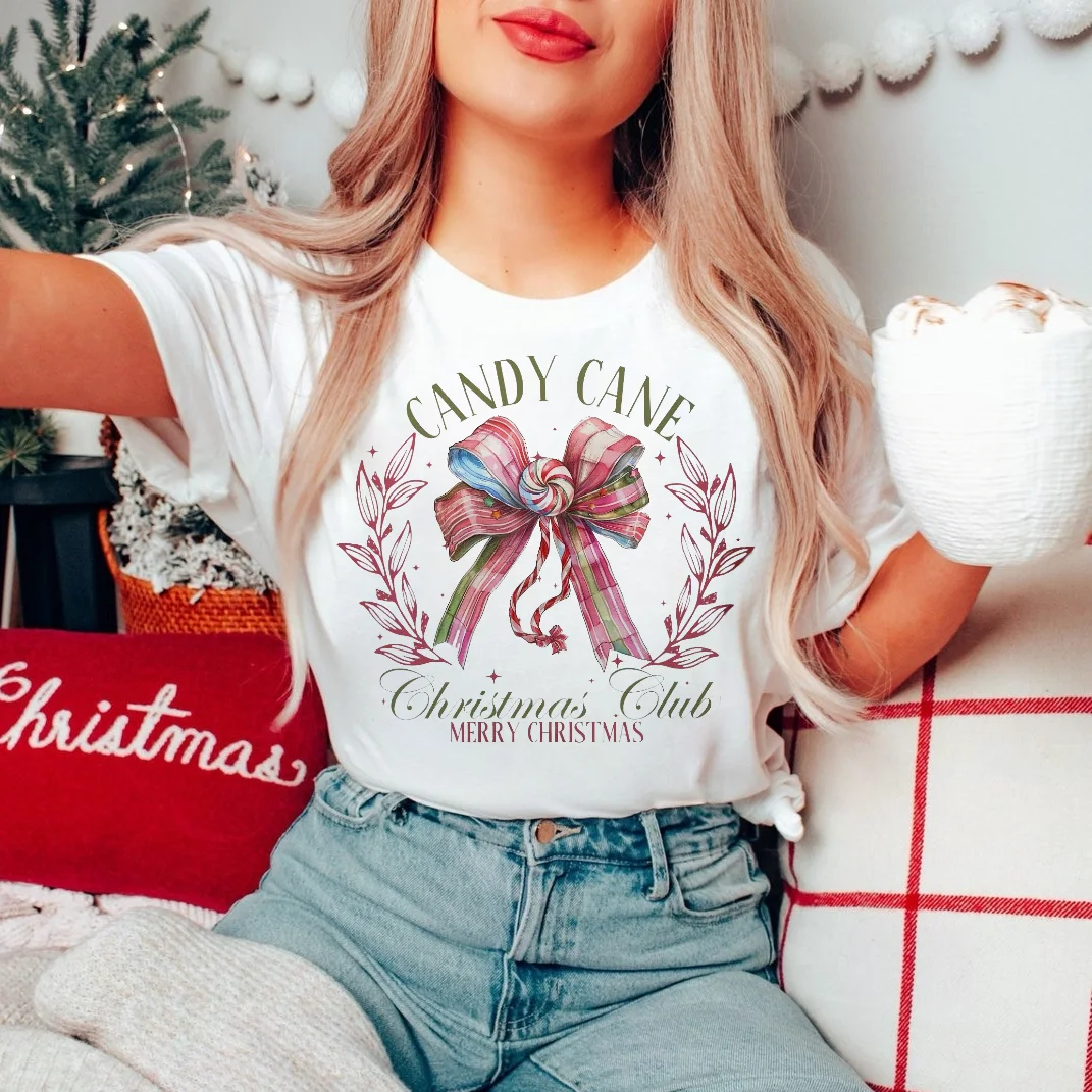 Модная Милая Красивая стильная одежда с принтом банта Рождество и Новый Год Топ