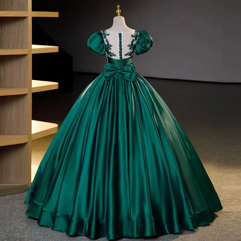 Зеленое бальное платье по индивидуальному заказу платья Quinceanera атласные для