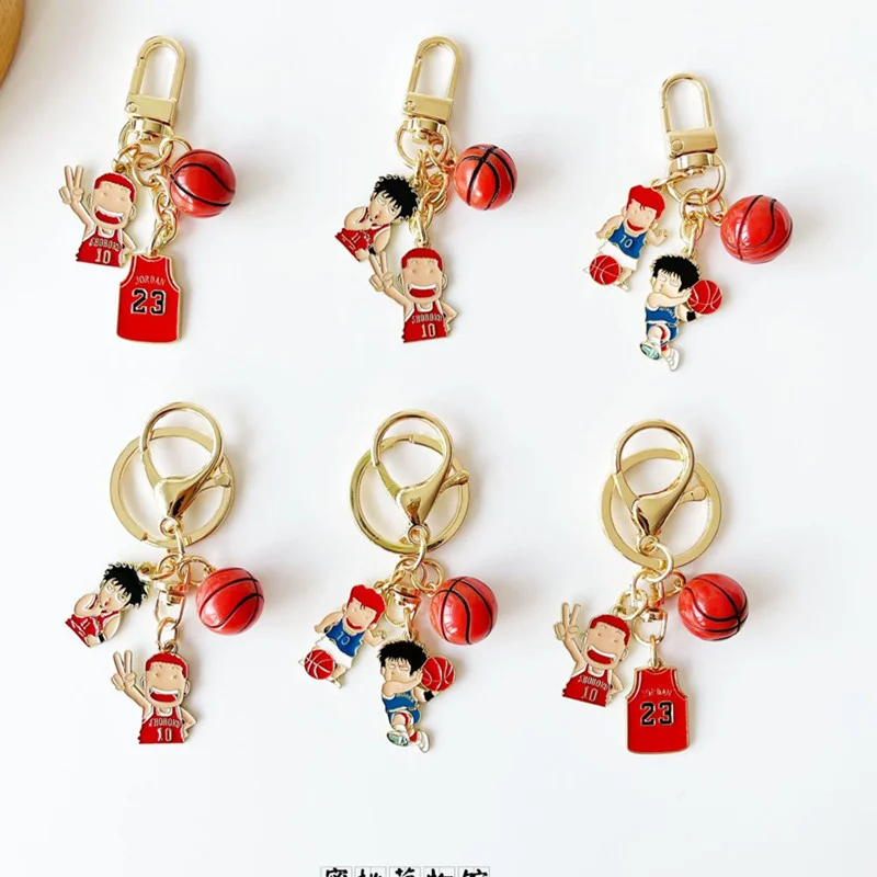 

SLAM DUNK Anime KeyChain Kaede Rukawa Sakuragi Hanamichi Men Key Chain for Women Kawaii Figure Charms Alloy Keyring Pendant Gift