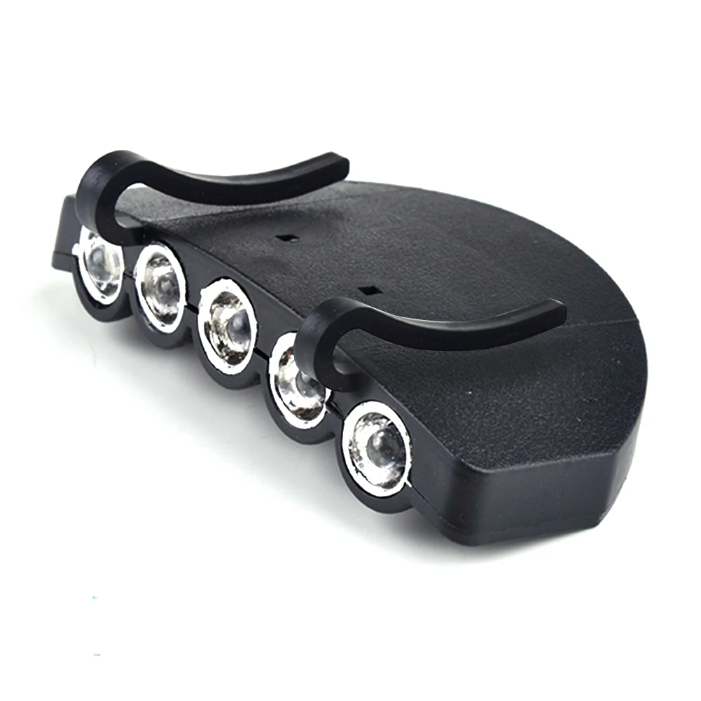 

Portable Accessories Camping Hiking Night 5 LED Battery Powered Clip Hat Brim Outdoor Lightweight Fishing Headlight