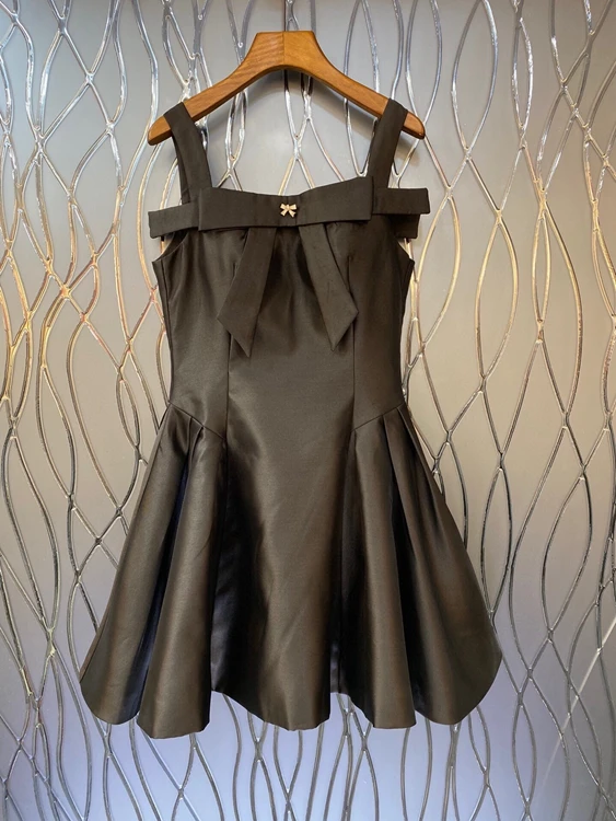

2022 new women fashion cut bow A-line pouf suspender skirt slim dress 326