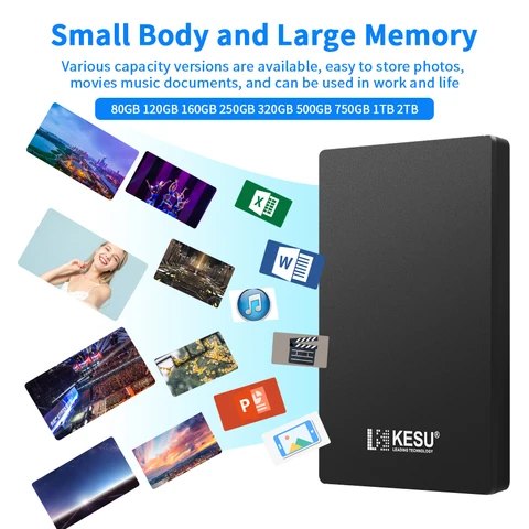 KESU HDD Портативный внешний жесткий диск 2 ТБ/1 ТБ/500 ГБ/750 ГБ 2,5 "дисковая память USB-накопитель для ПК, планшетов, ноутбуков, настольных компьютеров hdd внешний