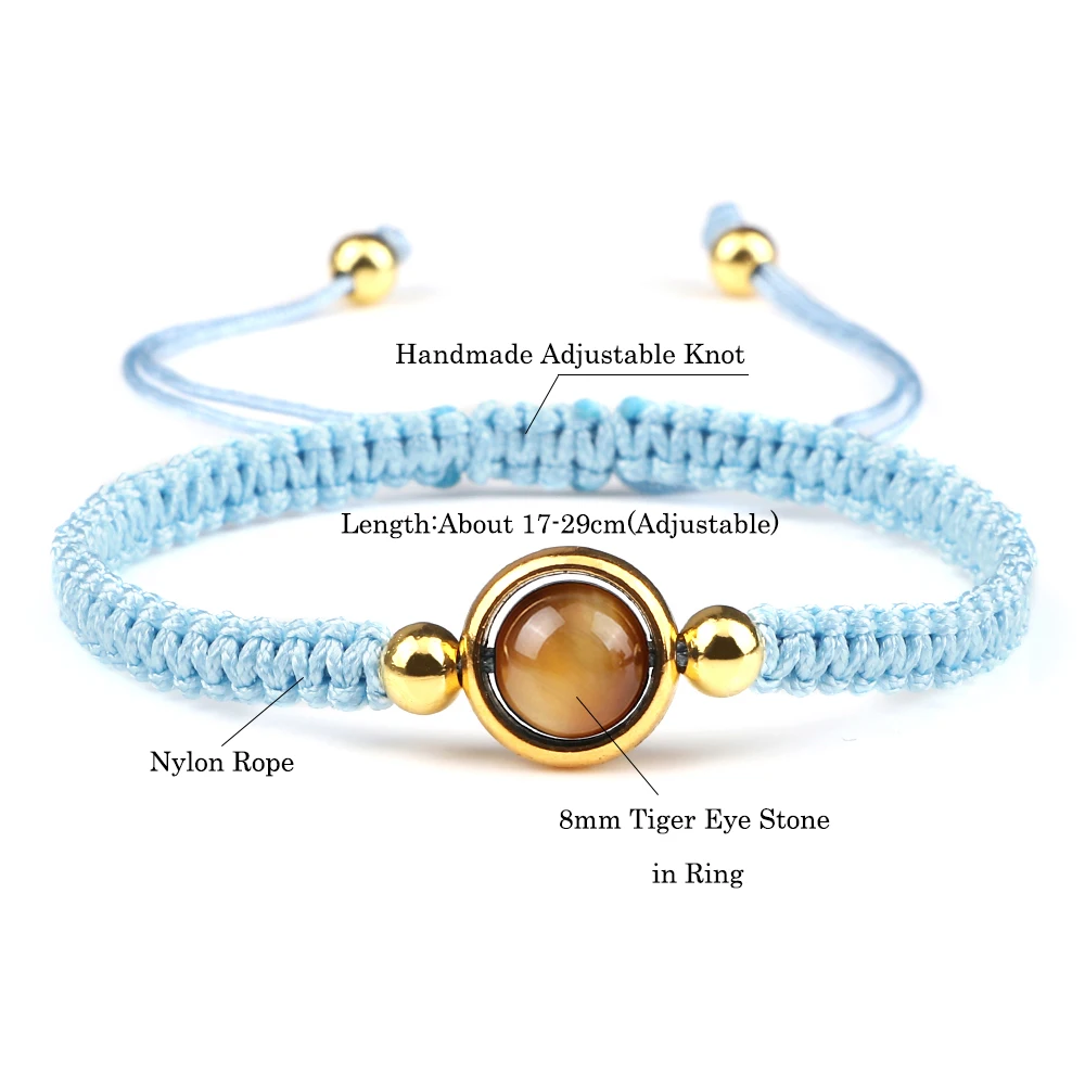 Браслет тигровый глаз для мужчин и женщин регулируемый плетеный браслет с