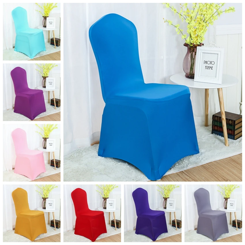 

Spandex Wedding Chair Cover Lycra Stretch Elastic For Dining Banquet Hotel Party Decoration 30 Colours