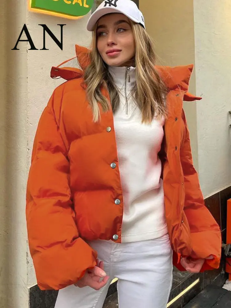 

Autumn and Winter New Short Breasted Hooded Long Sleeve Cotton Padded Jacket Thickened Cotton Padded Jacket Winter Jackets
