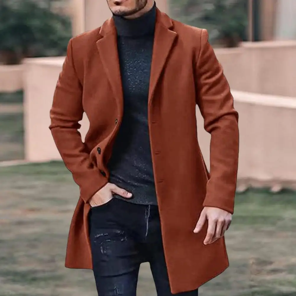 

Long-sleeve Jacket Stylish Men's Winter Coat Buttoned Lapel Casual Loose Fit Warm Outerwear for Autumn Winter Jacket Coat