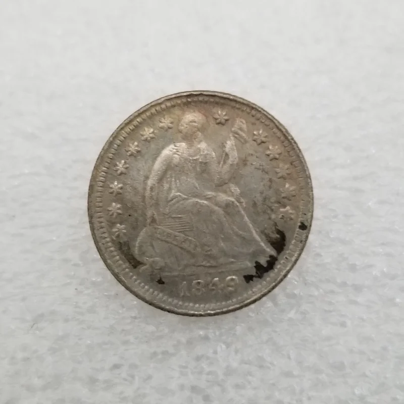 

American 1849 O Version Half Dime Brass Silver-plated Commemorative Collectible Coin Gift Lucky Challenge Coin
