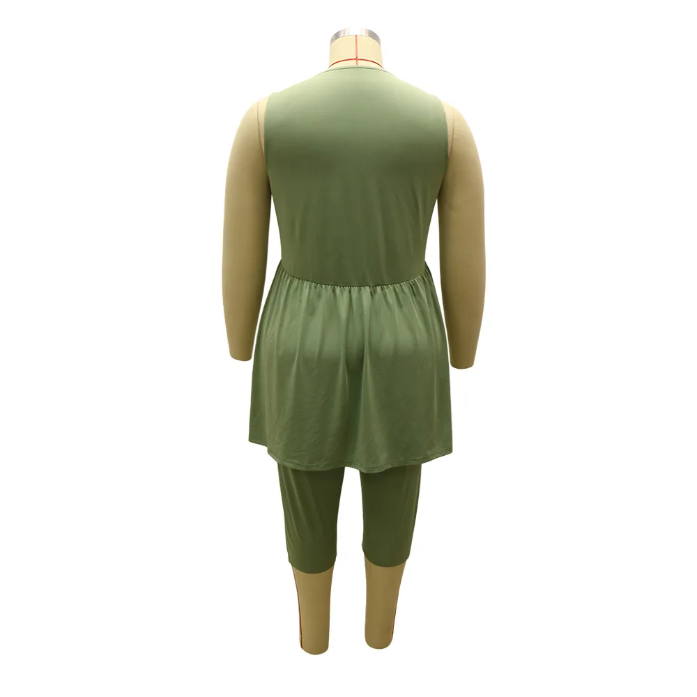 Plus Size Vest Pants Suit Solid Color Fashion Casual Large Size Women's Two-piece Suit Commuter Plus Size 2 Piece Set Women